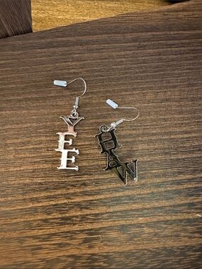 YEE HAW Letter Drop Earrings - Silver Tone